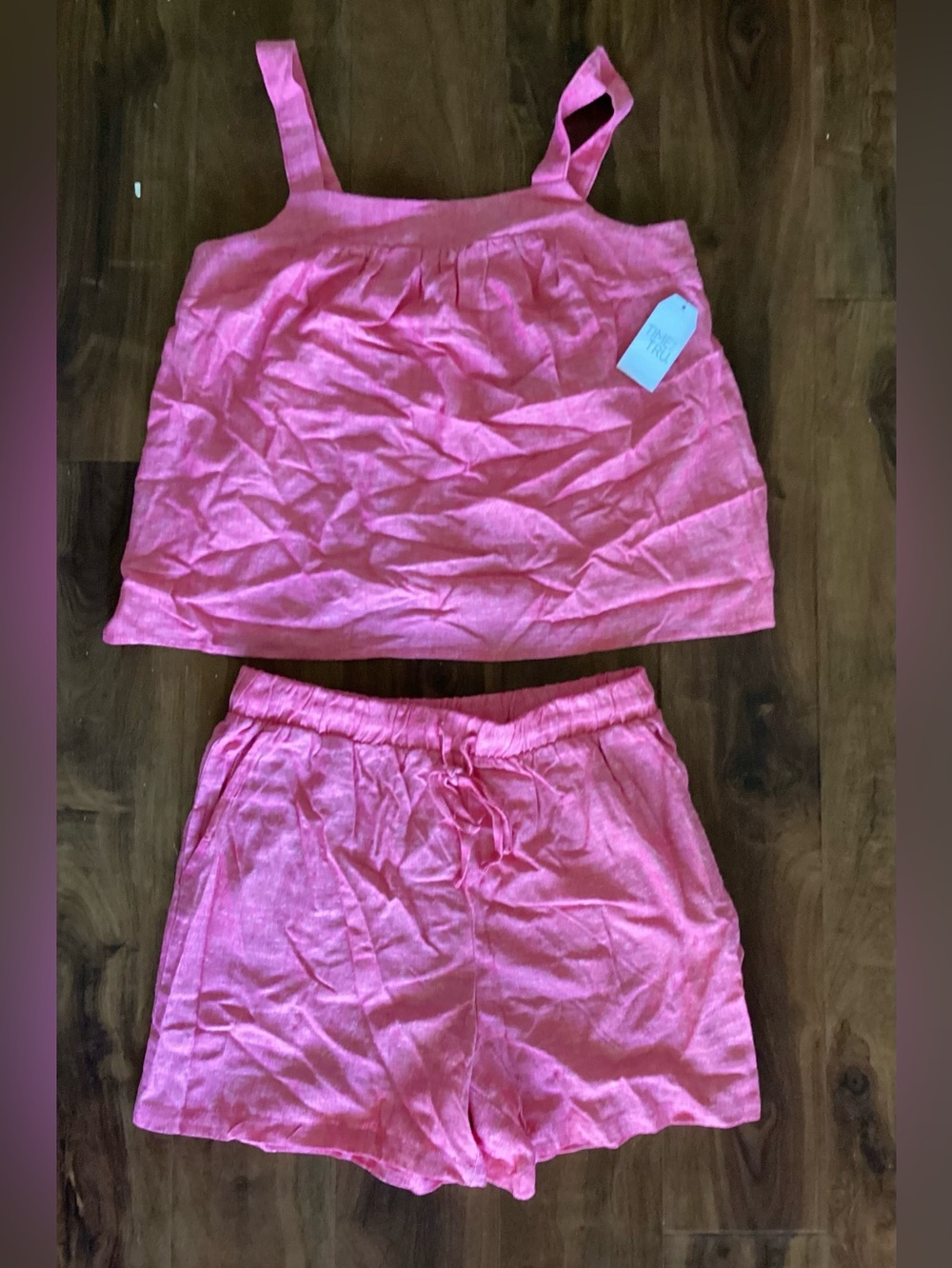 Time and Tru Pink Two-Piece Skirted Short Set
